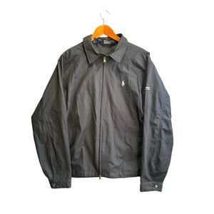 Vintage Polo Golf Mens Bomber Jacket Size Large Black Full Zip